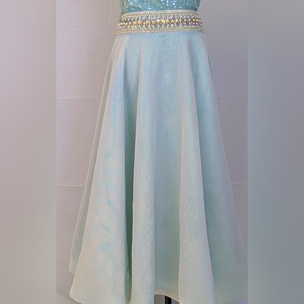Manish Arora Elegant Mint Green (Seafoam) Women's Maxi Skirt With Beads & Pearls - Picture 7 of 16